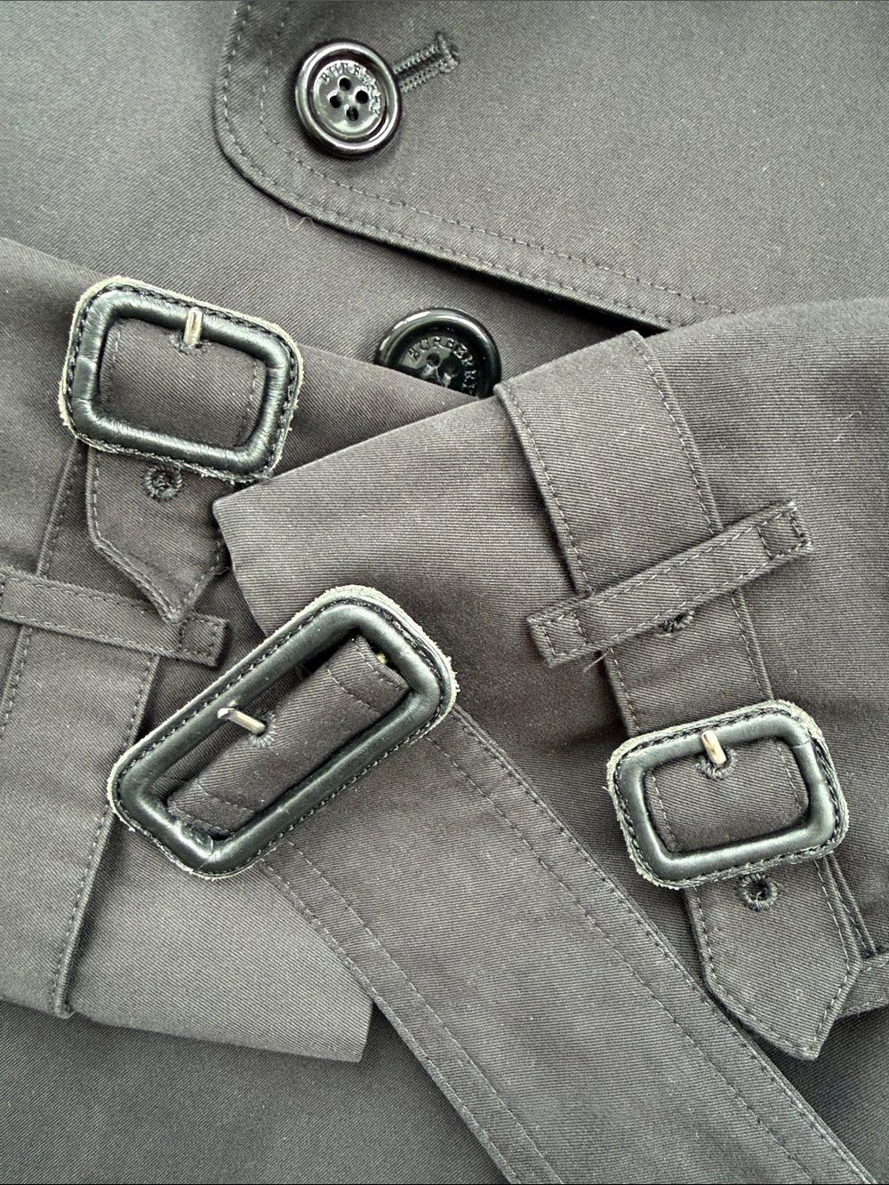 Burberry London Made in England Black Trench Coat Belt US 8 UK 10 - Picture 4 of 12